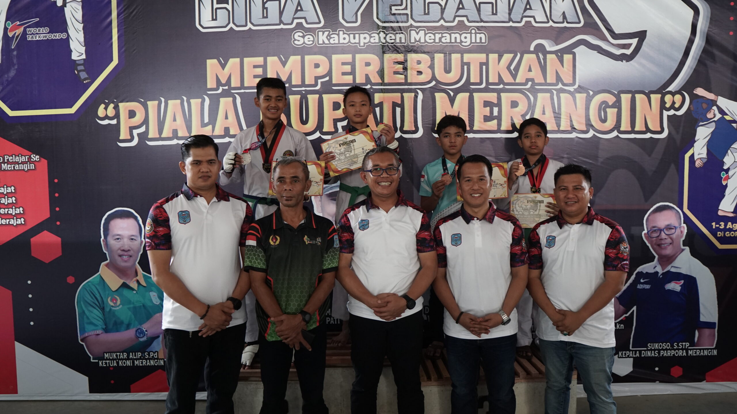 SUKSES LIGA PELAJAR 3, KADIS PARPORA DAN KETUA KONI  MERANGIN OPTIMIS CABOR TAEKWONDO LAKSANAKAN LIGA PELAJAR 4